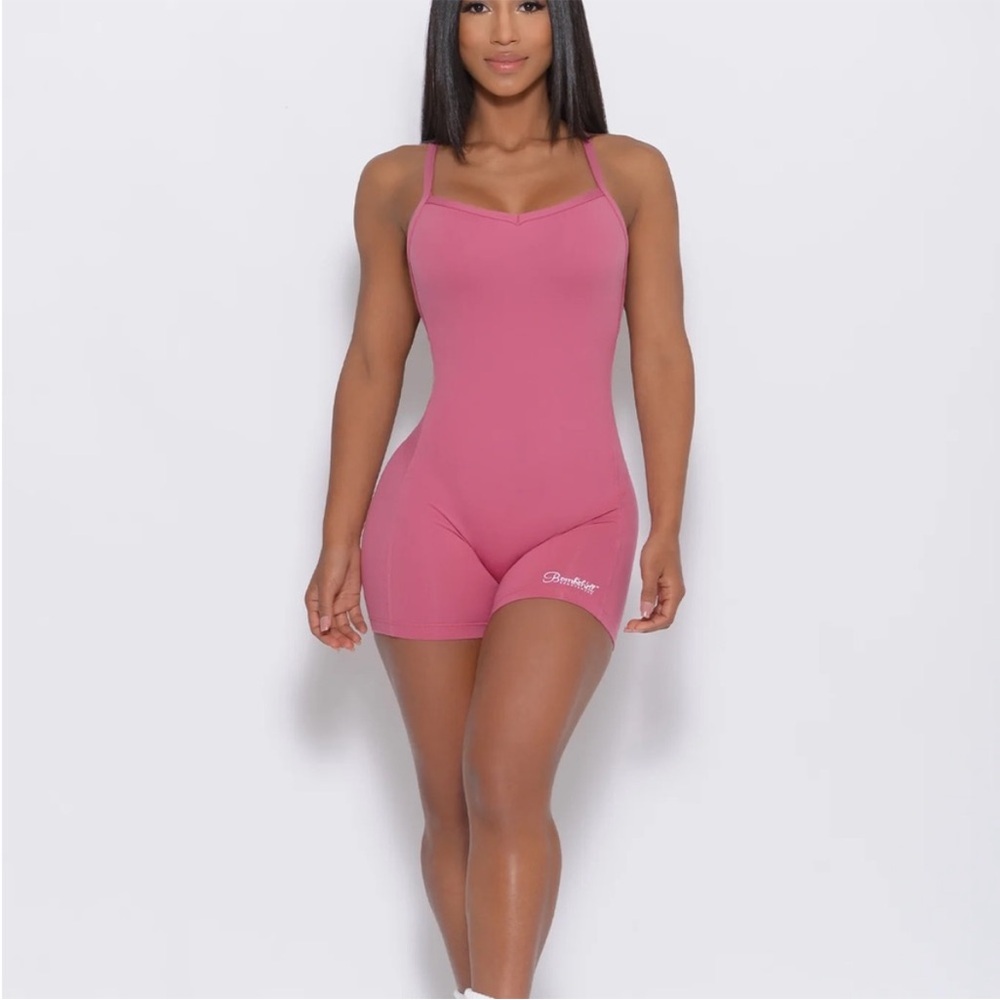 Bombshell Sportswear Blush Pink Sculpted Bodysuit Shorts XS